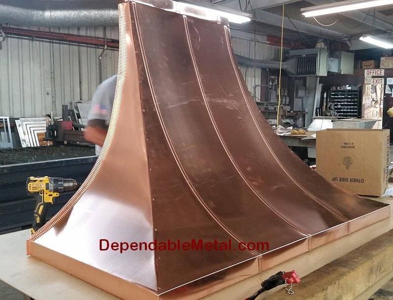 Custom copper vent, fireplace, hood